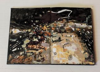 Jingge Dong, Quaderno dell’artista, 2018 19, olio di lino e resina acrilica su carta