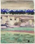 Le Corbusier, Paesaggio con montagne azzurre, 1910, mina di grafite, acquerello e gouache su carta vergata, 25.5x20 cm. Collezione Éric Mouchet, Parigi. Photo © Éric Gachet