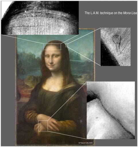 Mona Lisa’s spolvero revealed. Courtesy Pascal Cotte