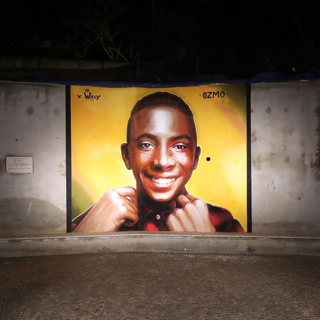 Il murale di Ozmo a Paliano per omaggiare la memoria di Willy Monteiro Duarte