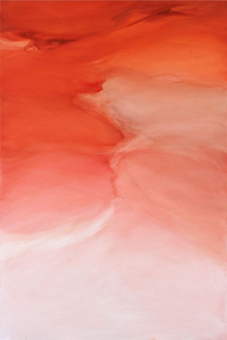 Renata Rampazzi, Sospensione Rossa (lato 1), 2011, olio su tela, cm 180x120
