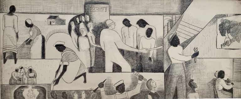 Thelma Johnson Streat, The Negro in Professional Life. Mural Study Featuring Women in the Workplace, 1944. Collezione Bernard Friedman