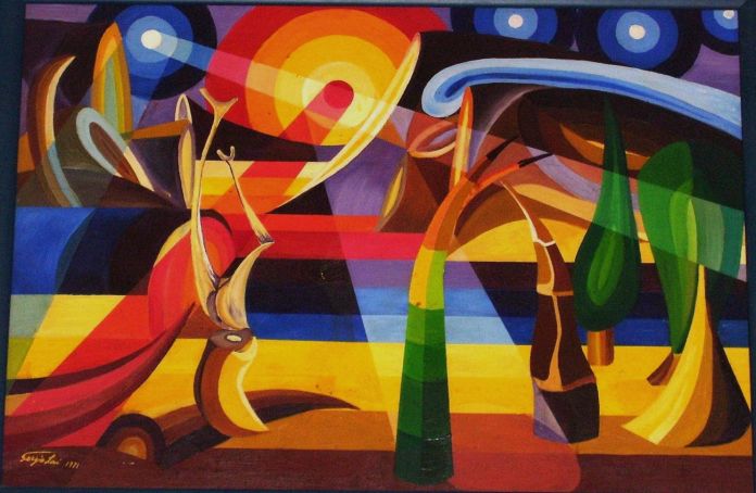 Un dipinto dello pseudo Jusep Torres Campalans che miscela Miró, Dalí e Depero