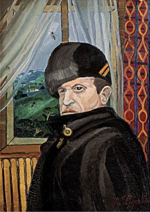 Antonio Ligabue, Ritratto di Basilio Gnutti, 1957, olio su faesite, cm 70x50