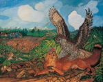 Antonio Ligabue, Volpe con rapace, 1959, olio su tela, cm 120x150