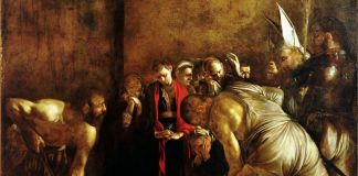 Caravaggio, Seppellimento di Santa Lucia, 1608, particolare, olio su tela, cm 408x300. Chiesa di Santa Lucia alla Badia, Siracusa