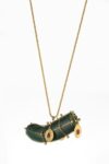 Daniel Kruger, Pendant, 2020, Gold, Malachite stalactite, 3 rubies, 70 x 30 x 25 mm