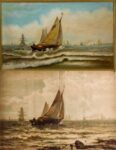 Edward Hopper, Ships, 1898 circa. (Sopra) Edward Moran, A Marine. (Sotto) Hopper ha duplicato il dipinto di Moran, pubblicato nell’edizione del 1886 del magazine Art Interchange magazine. Cortesia di Josephine N. Hopper