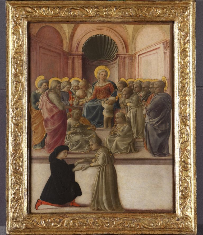 Filippo Lippi, Madonna con Bambino, santi, angeli e un devoto, circa 1432, tempera su tavola, 47.1 × 36 cm. Palazzo Cini a San Vio, Venezia, Fondazione Giorgio Cini © Fondazione Giorgio Cini