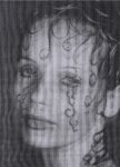 Francesco Vezzoli, We are waiting for Verouschka, 2001, stampa laser su tela, ricamo al filo metallico, passepartout argento, cornice di legno ondulata