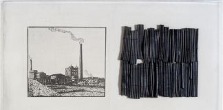 Franco Guerzoni, Dentro l'immagine, 1974, fusaggini su tela emulsionata, cm 50x90