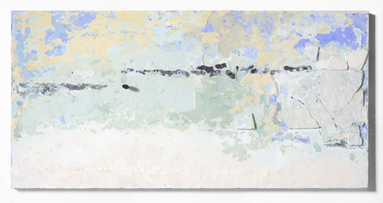 Franco Guerzoni, Paesaggi in polvere, 2017, pigmenti e scagliola su tavola, cm 100x200