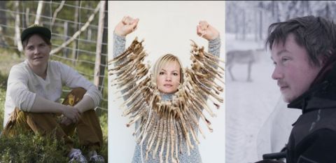 From left to right Pauliina Feodoroff, Máret Ánne Sara, Anders Sunna. Photos by Per Josef Idivuoma, Marie Louise Somby, Erik Persson