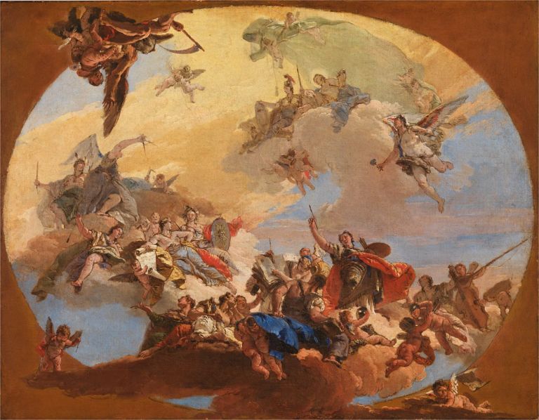 Giambattista Tiepolo, Trionfo delle arti e delle scienze, 1731 ca., olio su tela, 55,5x72 cm. Lisbona, Museu Nacional de Arte Antiga ©MNAA DGPC ADF, Luísa Oliveira