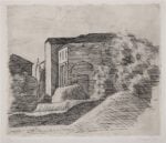 Giorgio Morandi, La casetta con il portico e il cipresso, 1904, acquaforte su zinco