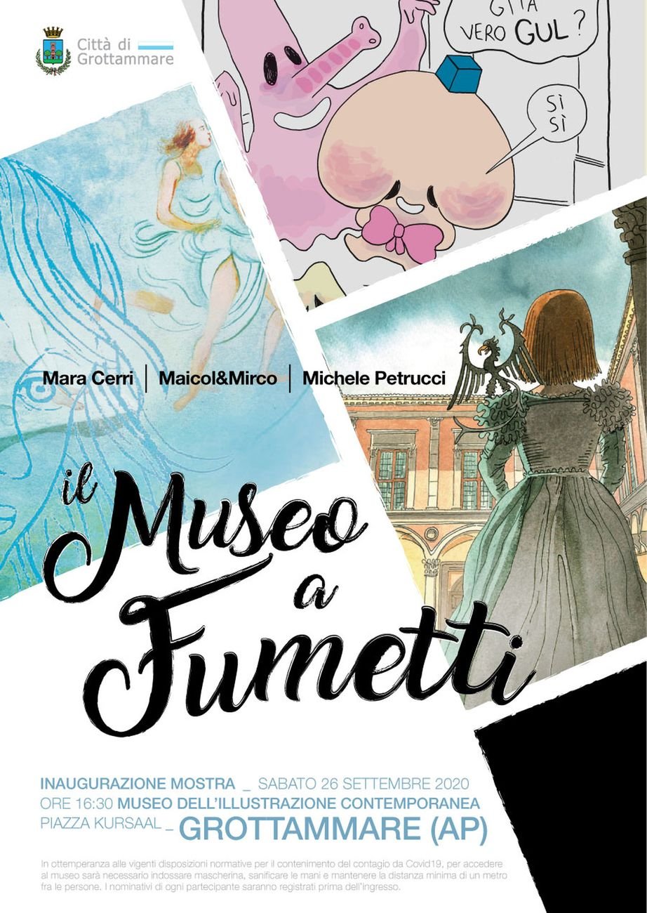 Il poster della mostra Il museo a fumetti al MIC di Grottammare