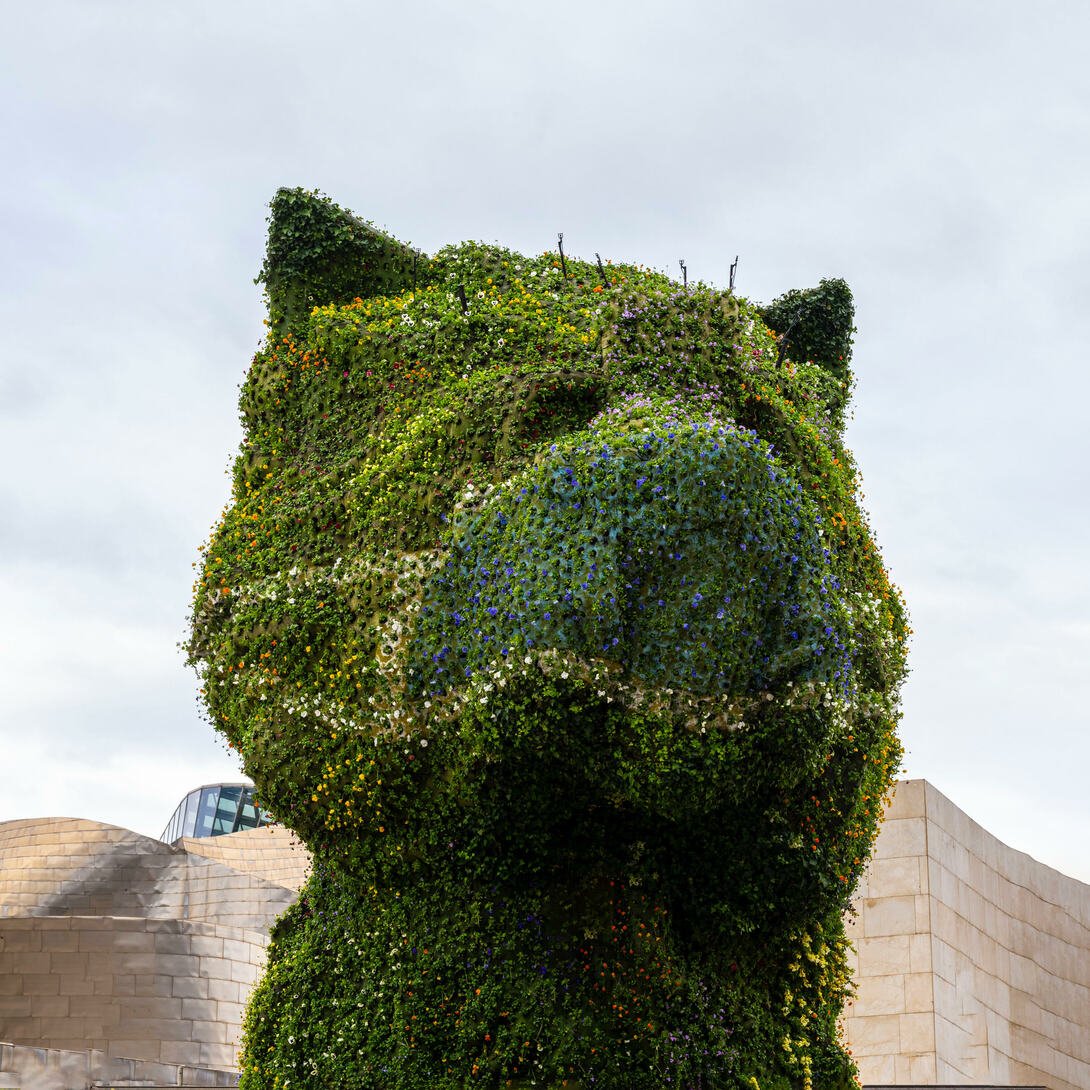 Jeff Koons, Puppy (con la mascherina), Guggenheim museum, Bilbao