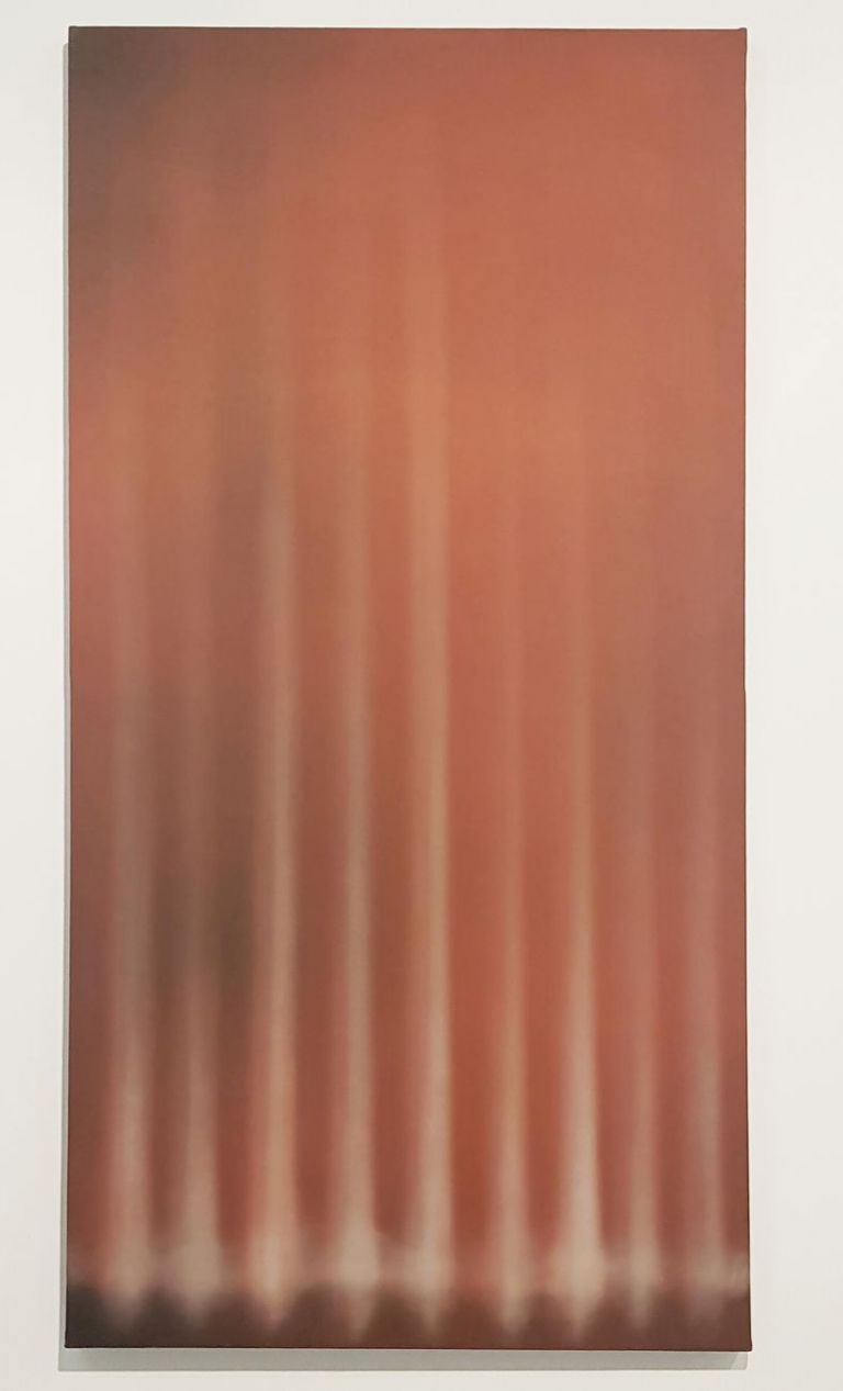 Marco Grimaldi, Quadro rosso verticale, Habitat, 2014, olio su tela