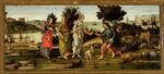 Sandro Botticelli e bottega, Il giudizio di Paride, circa 1485, tempera su tavola, 81,5 × 196,5 cm. Venezia, Fondazione Giorgio Cini © Fondazione Giorgio Cini
