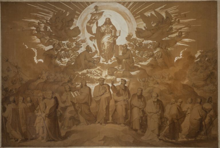 Tommaso Minardi, La propagazione del Cristianesimo, 1848-1858, matita nera, acquerello, biacca e tempera ocra su carta Roma, Accademia Nazionale di San Luca