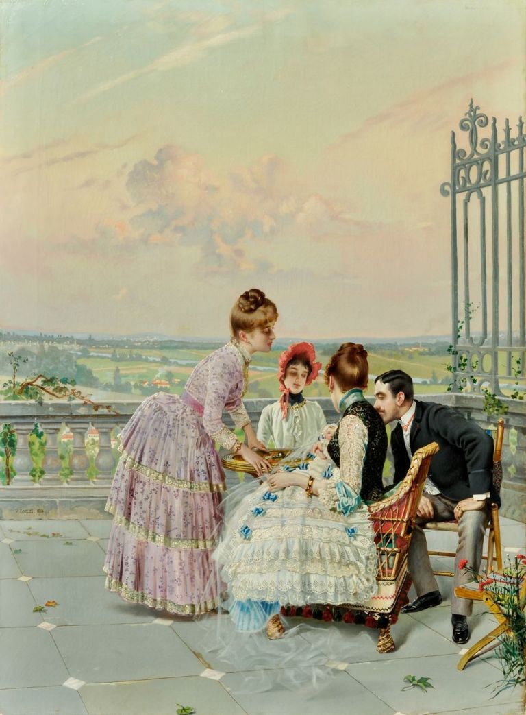Vittorio Corcos, Bonheur, 1884, olio su tela, 90,2x66,5 cm. Società di Belle Arti, Viareggio