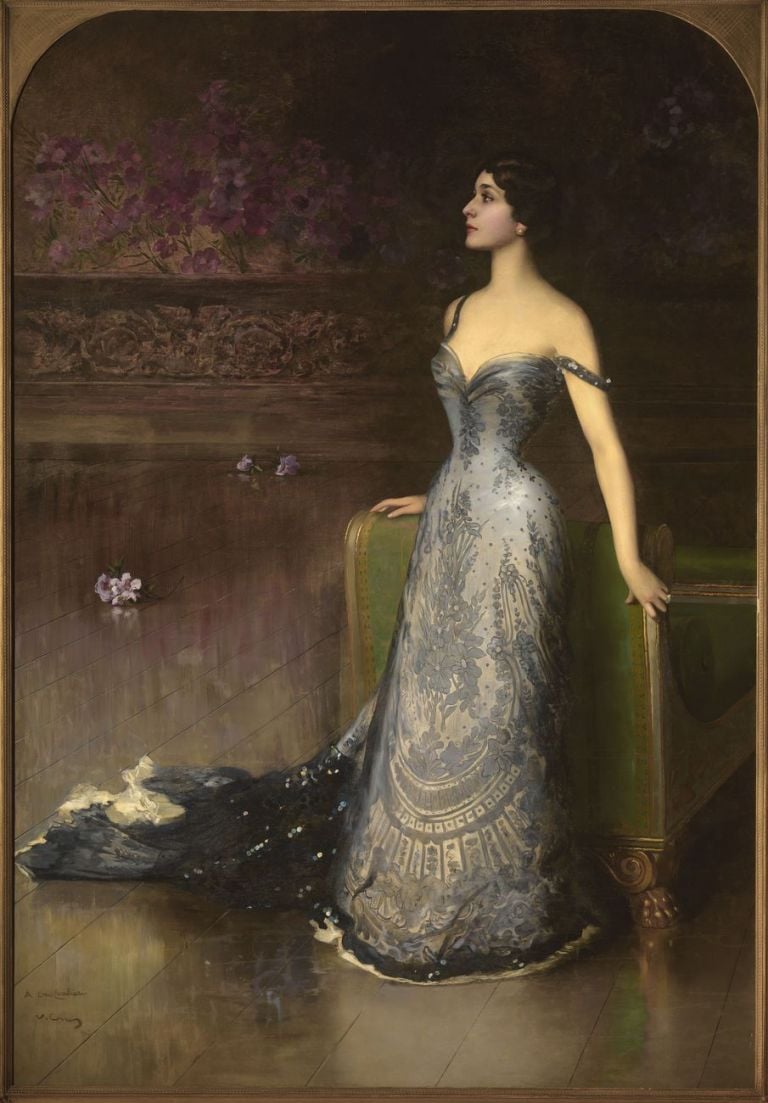 Vittorio Corcos, Ritratto di Lina Cavalieri, 1903, olio su tela, 265x178 cm. Collezione privata