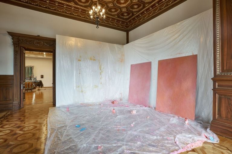 We Hybrids!. Pamela Rosenkranz, Viagra Paintings, 2020. Installation view at Istituto Svizzero, Roma 2020. Courtesy of the artists & Istituto Svizzero, Roma Milano. Photo © OKNOstudio