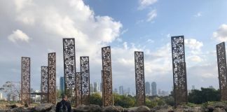 Skyline, 2020 Avner Sher Outdoor installation overlooking Tel Aviv's high towers Photo: Dina Weis