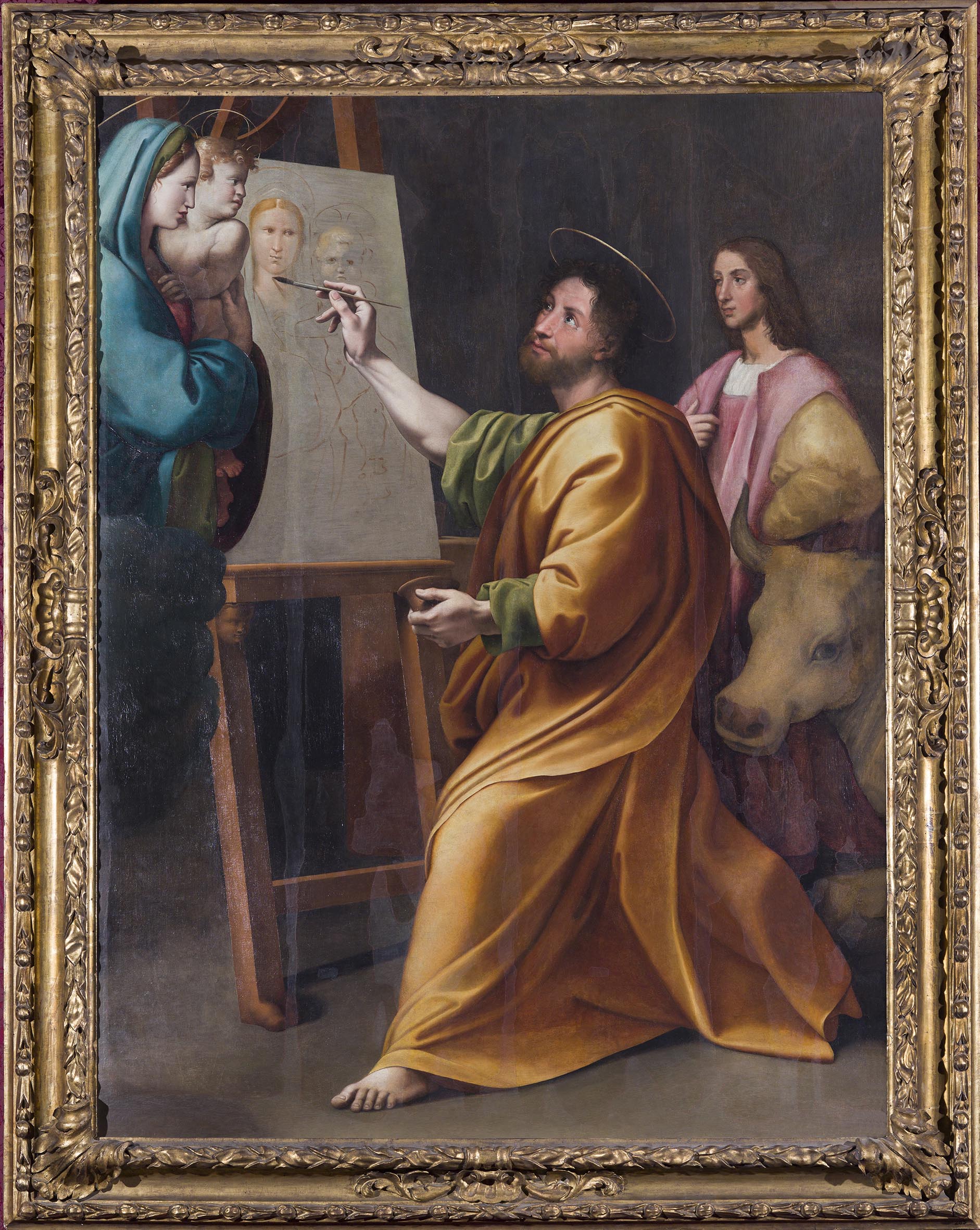 Raffaello (tradizionalmente attribuito) San Luca dipinge la Vergine, XVI secolo, olio su tavola trasportato su tela, Roma Accademia Nazionale di San Luca