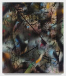 Julie Mehretu, Black Monolith, for Okwui Enwezor (Charlottesville), 2017-20, ink and acrylic on canvas, 84 x 72 in. (artwork © Julie Mehretu; photograph by Tom Powel imaging)