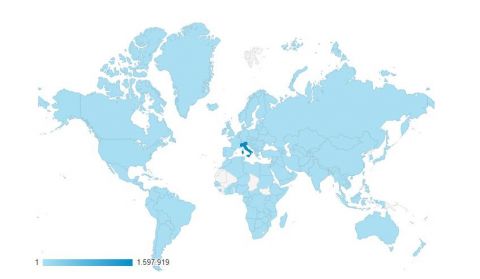 Accessi da tutto il mondo al sito internet www.santagostinoaste.it a esclusione di pochi stati dell'Africa centrale evidenziati in bianco