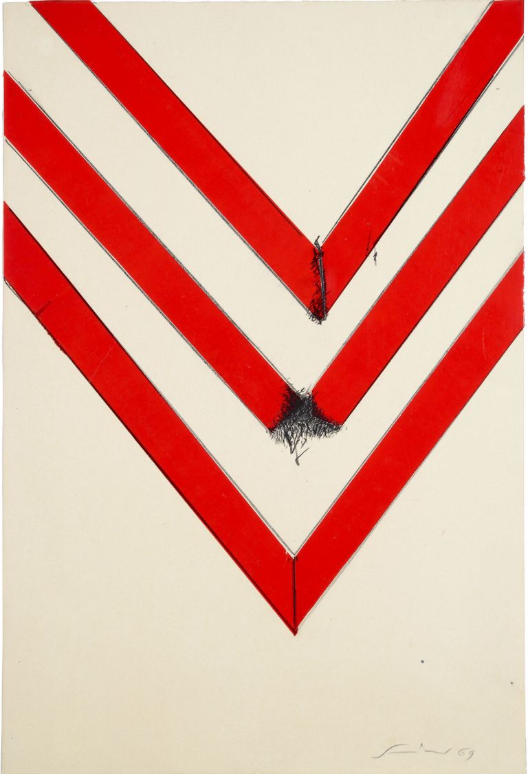 Emilio Scanavino, Untitled, 1969. Grease pencil and acetate on cardboard, 20 1⁄2 x 13 3⁄4 in. (52 x 35 cm). Collezione Ramo, Milan. © Estate of Emilio Scanavino. Photo: Studio