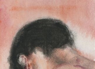 Francesco Cuna, Pongo tra orecchio e nuca, 2020, acquerello su carta montata su tavola, 24,5x34,5 cm