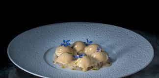 Gnocchi di ‘Fioreta di Malga’, cedro, tartare di capesante, foie gras, Ristorante Amistà, Verona