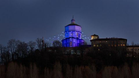 Torino, LUCI D'ARTISTA 2013-14, nella foto: Piccoli Spiriti Blu, Rebecca Horno, Monte dei Cappuccini