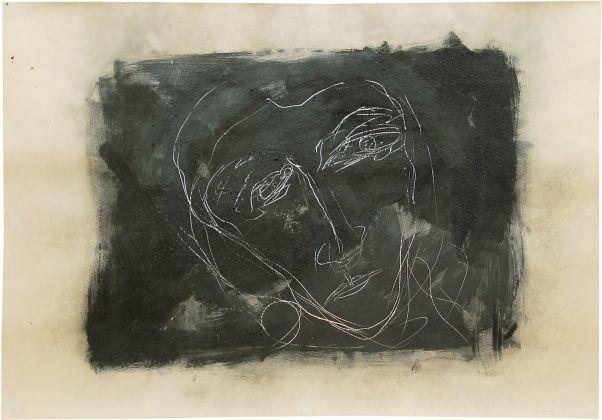 Jannis Kounellis, Untitled, 1974. Tempera, charcoal, and glue on paper, 27 1⁄4 x 39 1/8 in. (69.3 x 99.5 cm). Collezione Ramo, Milan. © Jannis Kounellis. Photo: Studio Vandrasch