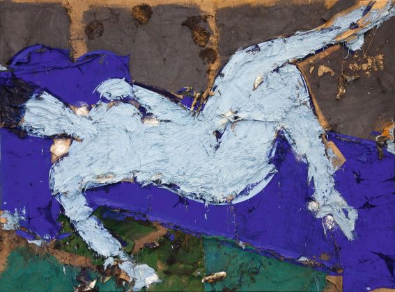 Manolo Valdés, Desnudo Azul, 1995, tecnica mista su tela di juta, cm 170x228. Collezione privata © Manolo Valdés by SIAE 2020