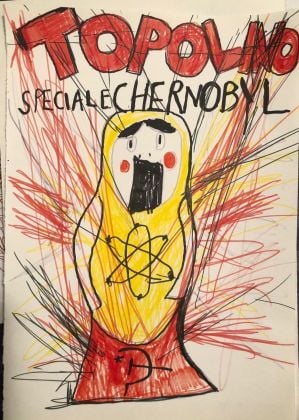 Manuel Cossu, Topolino, speciale Chernobyl, 2019, pennarelli su carta