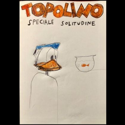 Manuel Cossu, Topolino, speciale Solitudine, 2019, tecnica mista su carta