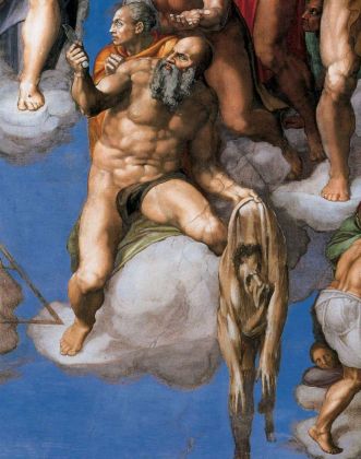 Michelangelo Buonarroti, Giudizio Universale, 1536 41, particolare con San Bartolomeo. Cappella Sistina, Roma