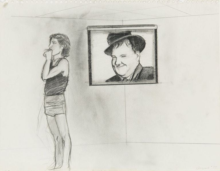 Patrick Angus, Untitled, 1979, drawing, pencil on paper, 27,9 x 25,5 cm. Courtesy Anna Siccardi collection. Photo Giorgio Benni