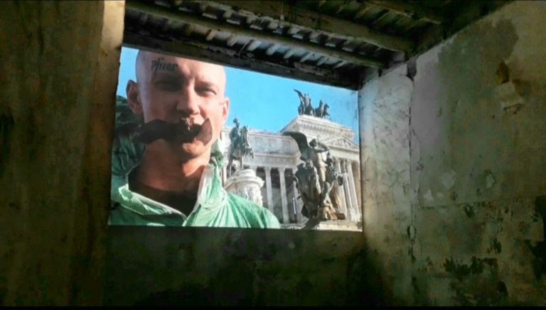 Petr Davydtchenko, Perftoran, action in Rome, 2020, videoproiezione. Spazio Rivoluzione, Palermo 2020