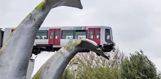 Treno deragliato a Rotterdam "salvato" dalla sculturascultura dell’architetto Maarten Struijs