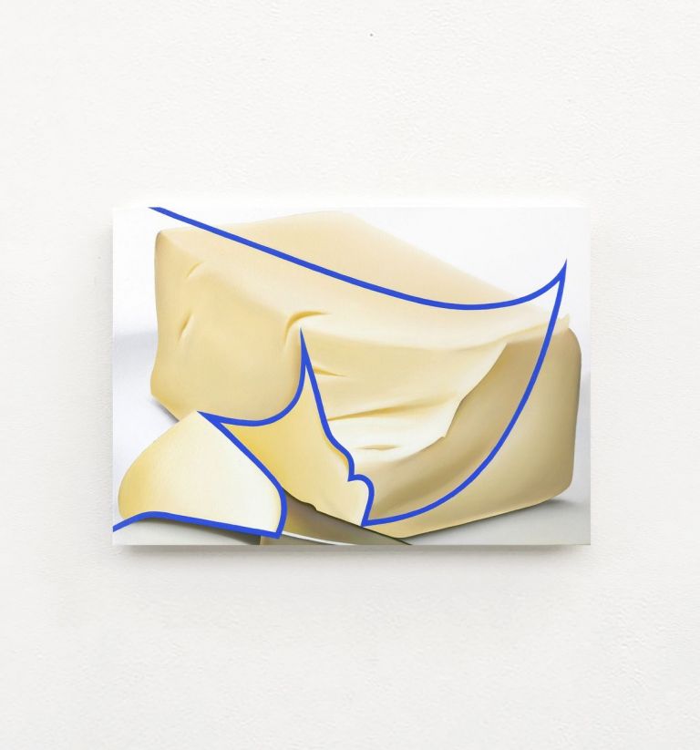 Stefano Perrone, Le dinamiche di un panetto di burro, 2020, oil on panel, 35,5x50 cm
