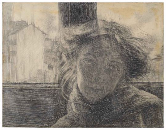 Umberto Boccioni, Against the Light (Controluce), 1910. Graphite pencil and ink on paper, 14 7/8 x 19 1⁄4 in. (37.7 x 48.9 cm). Collezione Ramo, Milan. Photo: Studio Vandrasch Fotografia, Milan