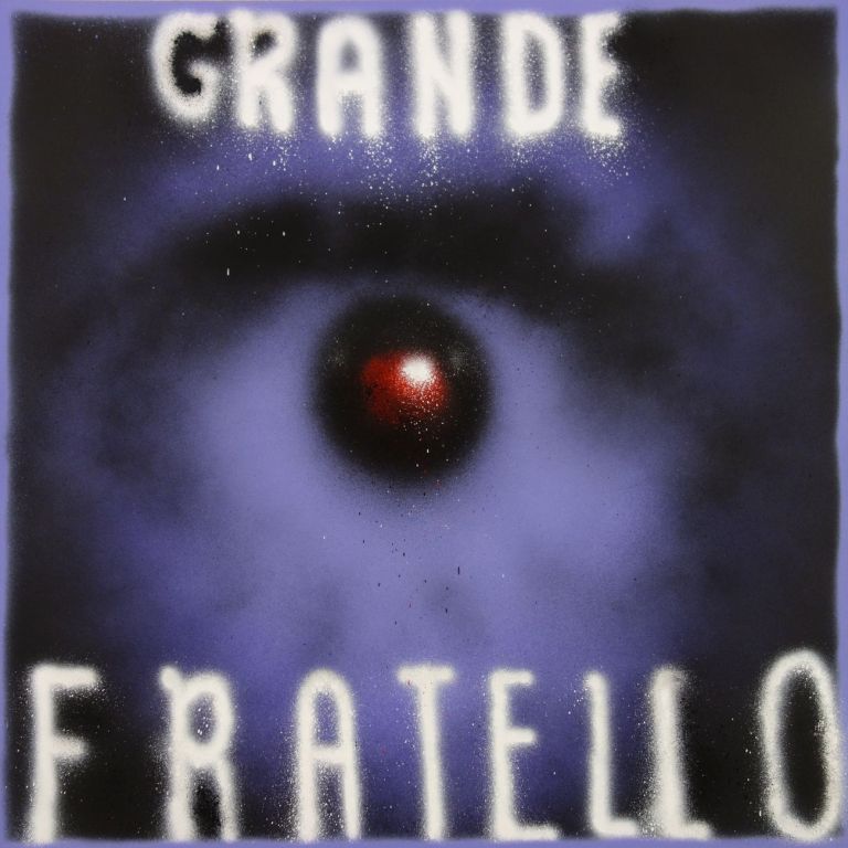 WOC, Grande Fratello, 2019, spray on paper, 70x70 cm