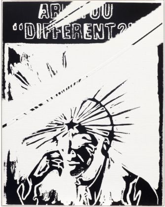 Andy Warhol " B/W Ads (Are you different?)" 1985/86, serigrafia e acrilico su tela, cm.50,9 × 40,3 - copyright Andy Warhol Foundation for Visual Arts Inc.by SIAE