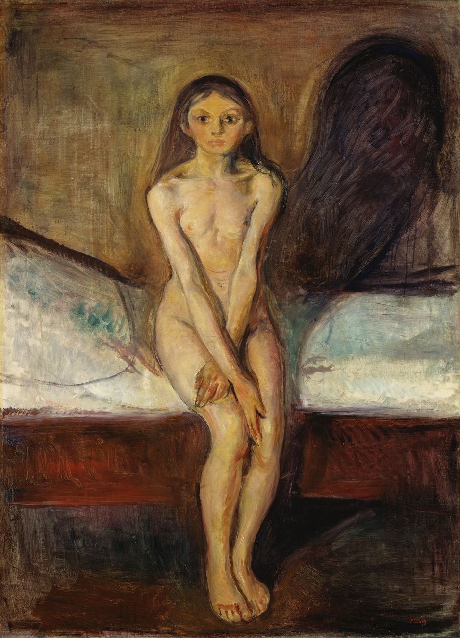 Edvard Munch, La pubertà, 1894-95, olio su tela, 151,5×110 cm. Galleria nazionale, Oslo