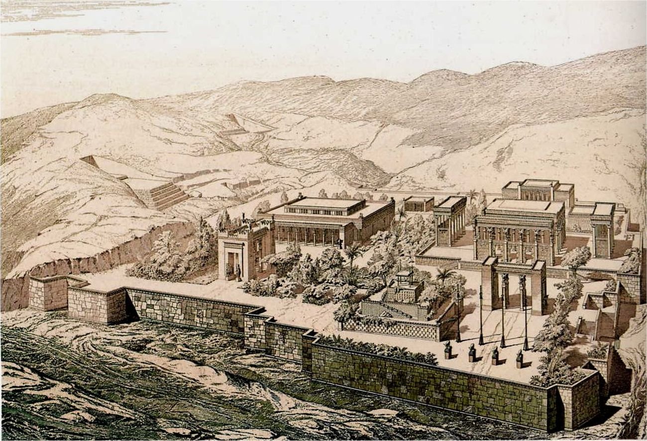 Fig. 1 – Charles Chipiez, Vista a volo d’uccello su Persepoli