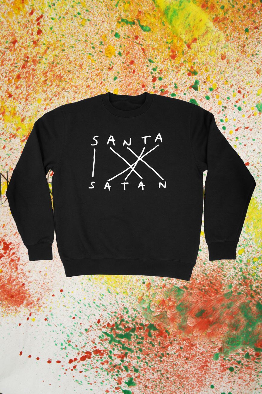 La felpa Santa Satan in vendita sul Xmas Shop di Codalunga Nico Vascellari